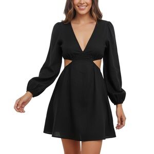 Black a line mini Cut Out Dress by Emory Park